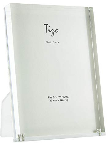 TIZO Design Vertical 5x7 Lucite Picture Frame, Durable 1 Inch Thick Clear Lucite & Magnetic Closures, Elegant & Practical Boutique Quality Photo Frame (Multiple Colors Available)