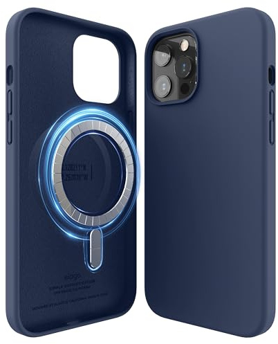 elago Magnetic Silikon-Hülle Case Kompatibel mit iPhone 12 und Kompatibel mit iPhone 12 Pro 6,1 Zoll - Eingebaute Magnete, Kompatibel mit MagSafe Zubehör (Dunkelblau)
