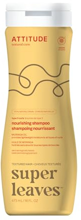 ATTITUDE Nourishing Shampoo for Curly Hair with Moringa Oil, EWG Verified, Vegan and Naturally Derived, 3a, 3b, 3c Curl Type, Provides Lightweight Moisture to Curls, 16 Fl Oz