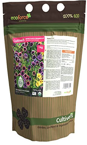 CULTIVERS Abono Ornamentales Ecológico de 250 g. Plantas más Verdes y mayor floración. Fertilizante Granulado Refuerza la resistencia a las enfermedades