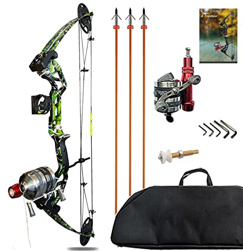 Lanneret Bowfishing Bow Kit with Arrow 15-45 LBS Shoot Right Handed Draw Length 18~29.5 Fully Adjustable 2025 New Complete Compound Bow Fishing Kit