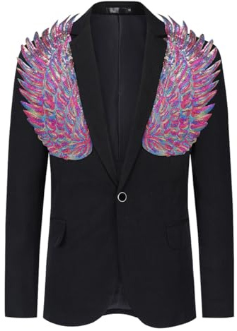 Allthemen Blazer Homme avec Paillettes Veste de Smoking Blazer Coloré Uni pour Soiré Multicolore S