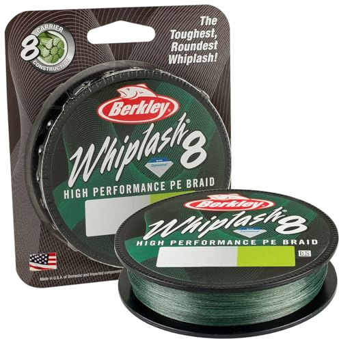 Berkley Whiplash8, Sedal, Superline, Pesca de Depredadores, Lucio, Perca, Zander, Trucha, Unisex, Verde Musgo, 0.28mm, 47.1 kg, 104 LB, 295 yd