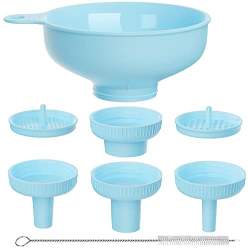Wide Mouth Kitchen Funnel, Pisol Food Grade Plastic Cooking Canning Funnel with 4 Sizes Spouts for Filling Wide and Regular Mason Jars, Spray Dropper Oil Bottle Jug Spices Shampoo Powder Oats Sauce