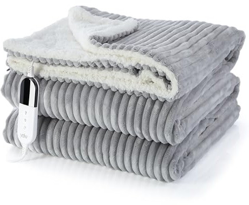 YDW Wärmedecke Heizdecke mit Abschaltautomatik - 180x130 cm Kuscheldecke Electric Blanket Wärme Beheizbare Decke Elektrische fürs Bett Überhitzungsschutz Waschbar Kuschelheizdecke - Grau