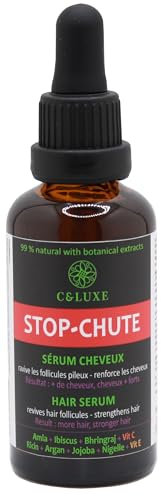 Sérum Pousse cheveux, Réactive La Croissance, anti chute, ravive nourrit, fortifie les follicules pileux aux extrait botanique et ayurvidique, amla, Bringraj, vitamine C, E, huiles Ricin Argan.