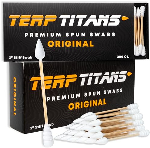 TerpTitans Original – Bamboo Cotton Swabs | Dual-Tip: Spiral for Maximum Absorption & Fine Point for Pinpoint Precision | Extra Strong, Lint-Free | 200 Count Box (400)