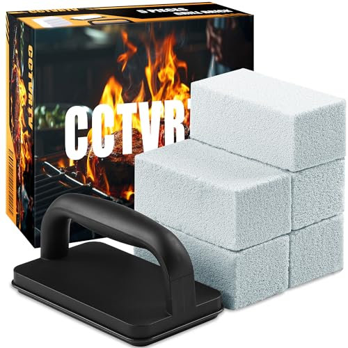Kraftig grillrengörare, grillrengöringstegel med handtag/grillsten/grillsten, skrubbande pimpsten för rengöring av svart sten, platt grill, simbassäng, handfat (5-pack)