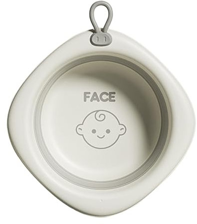 FLCPJGV Baby Bath Tub Folding Bathtub Baby Washbasin Cartoon Foldable Face Washing Up Pan for Newborn and Toddlers, Portable Wash Basin for Travel Home, Gray
