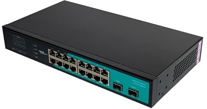 Mach Power Switch 16 Porte Gigabit Unmanaged + 2 Porte SFP, Montaggio Rack 19, Alta Velocità, Plug & Play, Espandibilità in Fibra, Ideale per Reti Aziendali (SW-UG16L2SRM)