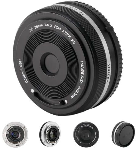 VILTROX 28mm F4.5 FE para Sony E Mount Lente,AF 28mm f/4.5 E Mount Pancake Objetivo Longitud Focal Fija,Full Frame Gran Angular Lente para Sony a7R a7S a7C a7RII a7SII a7SIII a7III a7RIII a7IV a7RIV