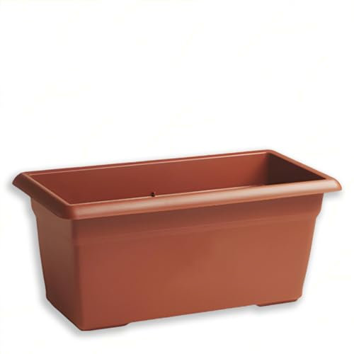 Sicignano | Fioriera Mediterraneo 60x32x28h cm Capienza 35lt Plastica Terracotta, Funzionale e Resistente agli Agenti Atmosferici, Arredo Esterno Giardino, Made in Italy