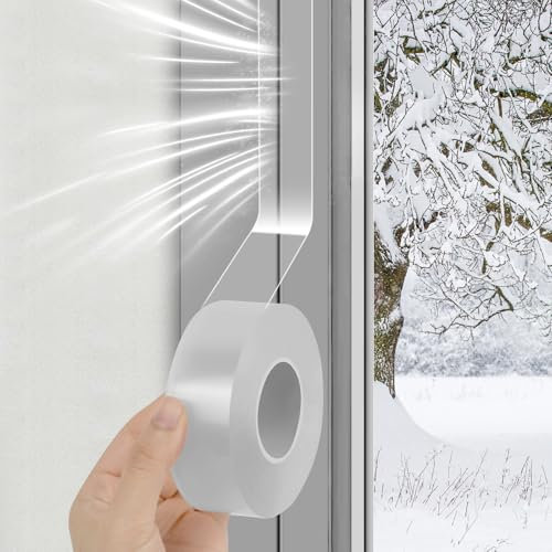 vsshe Nastro Sigillante Impermeabile Isolante per Porte Finestre Striscia di Tenuta Autoadesiva 3cmx10m Impermeabile Trasparente Striscia di Guarnizione Nastro Paraspifferi Resistente alle Intemperie