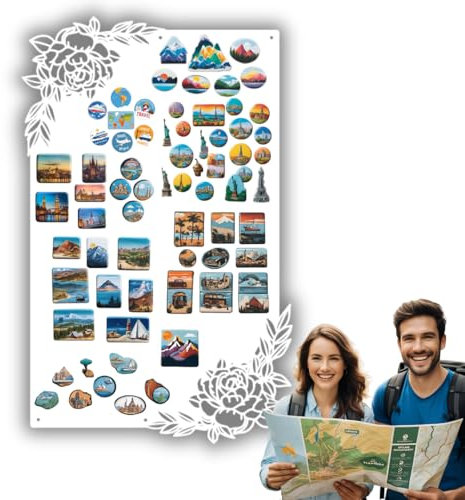 Anwicar Lavagna Magnetica - Bacheca magnetica con motivo rose - Ideale per magneti e appunti - Lavagna scrivibile - incl. kit di montaggio - 50x80 cm - Bianco