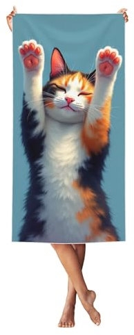 SMAZDFXX Cute Cat Paws Up Sandproof Large Towels Pool 27X55 in Towel Beach Bath Quick Dry for Wimming Sports Gym Absorbent Travel Pool Camping