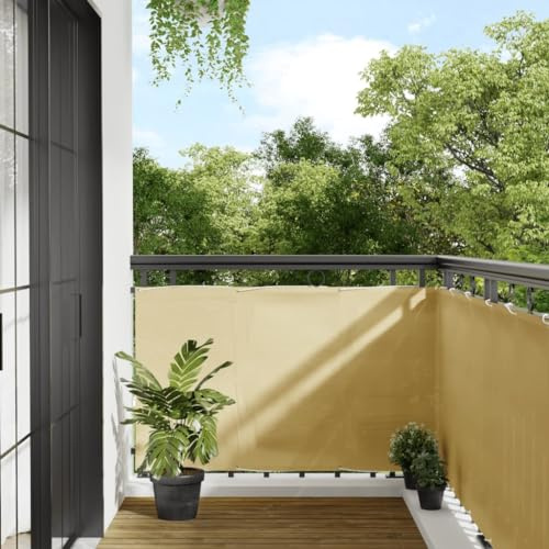 Paravento per Balcone Protezione UV Impermeabile 90x500 cm Paravento Protezione Esterna Privacy Shield per Ringhiera Colore Sabbia Balcone Schermatura Soluzione