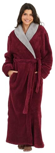 ZFSOCK Accappatoio Donna Microfibra Lunga: Vestaglia in Pile Morbido Invernale Pesante con Cintura Tasche Ideale per Casa Viaggio Piscina Palestra - XL Rossa