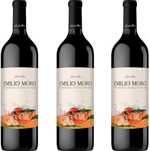 Emilio Moro - Vino Tinto Vendimia Seleccionada 2022 | Ribera del Duero | Crianza en roble francés | Fruta negra madura y regaliz | Tanino sedoso y estructurado | 100% Tempranillo | 3 Botellas 75cl