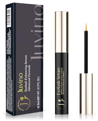 Juvino Eyelash Growth Serum for Lash Enhancing: 3 ml Natural Power Booster Formula – Advanced Enhancer for Thicker, Longer Lashes – Gentle and Vegan (5 ml (Pack of 1), Fresh herbal)