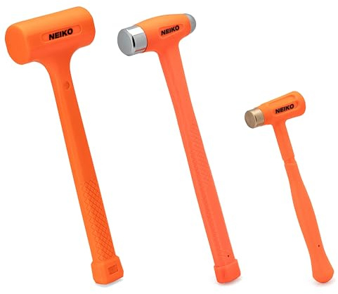 NEIKO 02889A - Set di martelli a percussione morta, confezione da 3 pezzi, colpo morto, tappo in ottone da 340 g, penna a sfera da 453,6 g, ottone, martello a colpo morto, colpo morbido