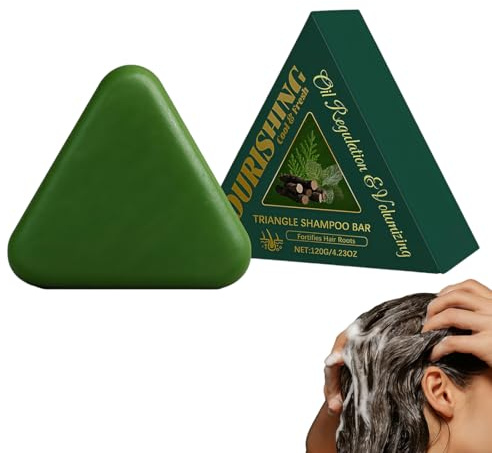 NHPY Shampoo Solido Triangolare Naturale,Saponetta Triangolare Verde Per Capelli,Cura Dei Capelli Alle Erbe,Calmante e Rinforzante