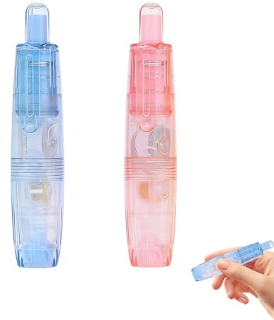 Quesuc 2 st Korrekturroller Tippex Roller Drehbar Großes Korrekturband Verblassend Druckknopf Für Schüler Büro Schule Zuhause Blau Verblassend Rosa Verblassen