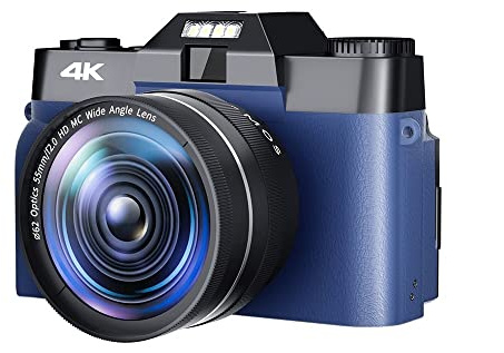 Digitalkamera, 48MP vintage digital fotokamera vidvinkelobjektiv fotografisk inspelare 4K kompakt videokamera Blogger Vlogging videokamera(No TF Card,With Wide 01)
