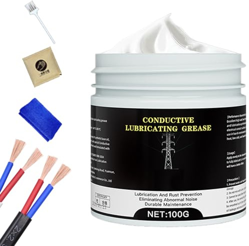 Grasa conductora para conexiones eléctricas, 100 g de lubricante de alto rendimiento, pasta sintética blanca, compacta de 5,5 x 5,5 cm, protege el cableado de las bujías y mejora la electricidad