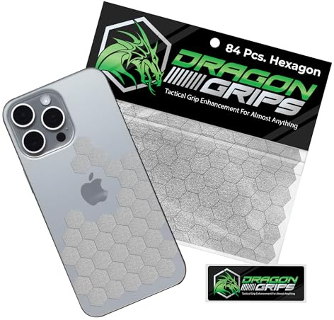 Dragon Grips Clear Rubber Grip Tape - 84 Precut Hex Griptape Stickers (Pack of 1), Non-Slip Adhesive for Cell Phones, Controllers, Guns, and Mouse Grip Tape, Rubberized Durable Texture, Made in USA