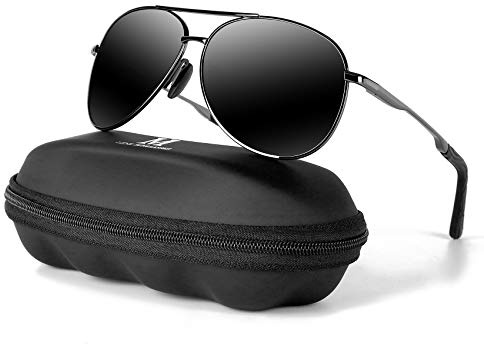 Aviator Sunglasses for Men Polarized Women UV Protection Lightweight Driving Fishing Sports Unisex glasses MX208 Gun Frame Black Lens