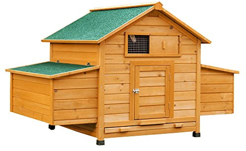 PawHut Pollaio Gabbia per Galline Impermeabile da Giardino in Legno 150x100x96.5 cm