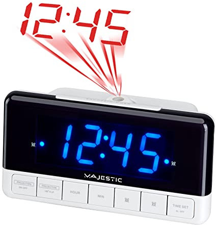 Majestic SVE 337P - Sveglia digitale display LED 1.2, proiezione ora, doppio allarme, snooze, bianco
