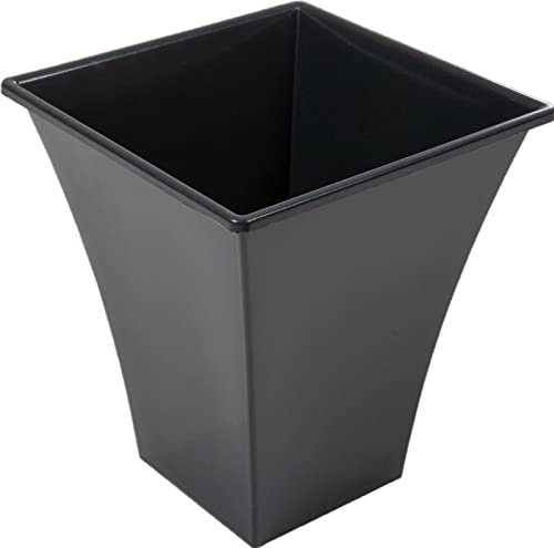 Rammento 2x 31.5cm Tall Square Planters Black | Flared Large Plastic Garden Planters | Indoor Pot for House Plants/Outdoor Flower Pot | Patio/Garden Pot