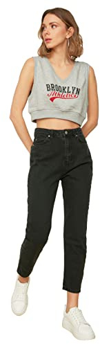 Trendyol Black High Waist mom Jeans, 44 De Las Mujeres