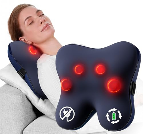 BOB AND BRAD Cordless Back Massager with Heat FSA Eligible HSA, Shiatsu Back Massager for Pain Relief Deep Tissue, 3D Kneading Massage Pillow for Pain Relief, Soothing Full-Body Relief for Family