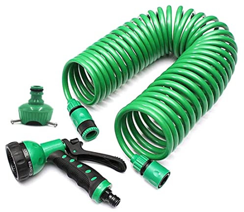 Rachlicy Garden Hose Extendable Telescopic Spiral Pipe EVA 15m Tube for Home Outdoor Garden Patio Cleaning