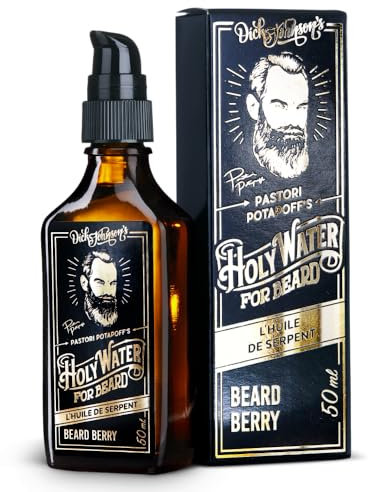 Dick Johnson Bartöl Holy Water Duft 50 ml – Bart Öl mit Arganöl, Mandelöl, Jojobaöl & schwarze Johannisbeersamenöl – Bartpflege für Männer zur täglichen Anwendung & Bartwachstum – Made in Finnland