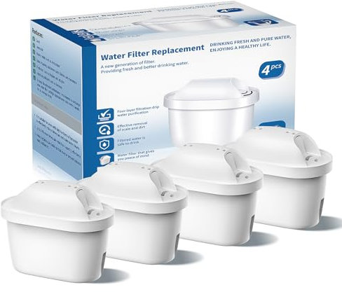 BREOILUTLE Wasserfilter kartuschen Ersatz für Brita® Marella® Kanne Wasserfilter, Filterkartuschen Kompatibel mit Brita® Maxtra+® Plus Maxtra Pro® All-in-1, Reduziert PFAS/PFOA/PFOS (4, 4PCS)