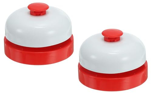 PATIKIL Campanello da Tavolo 2.5 Diametro, 2Pz Campanello da Tavolo per Servizio con Costruzione Metallo Antiruggine per Hotel Ristorante Aree Accoglienza Ufficio Magazzino, Rosso/Bianco