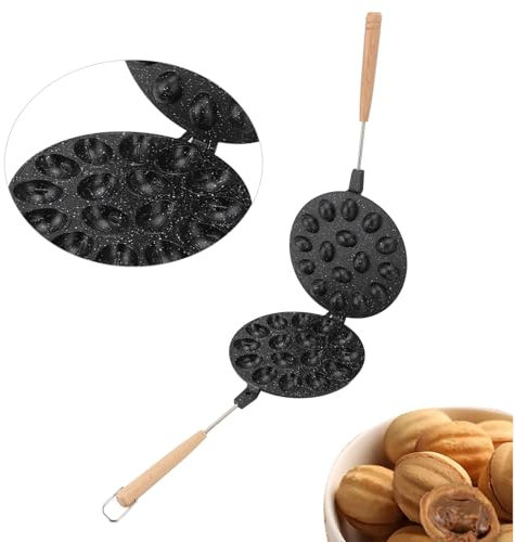 16 Hole Walnut Bakery Template, Anti Stick Aluminum Alloy Material Oval Walnut Cookie Template Maker for Dessert Baking Accessories(Black) (Type 1)