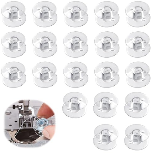 20 Pcs Sewing Machine Bobbins,for Most Brother, Singer, Janome, Clear Plastic Bobbin Case Compatible with Most Household Machines