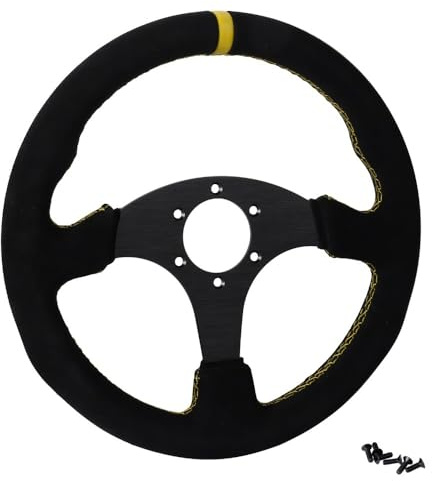 Volante Sportivo, Volante Auto Volante piatto da 330 mm in pelle scamosciata con telaio in alluminio da 13 pollici da corsa(B)