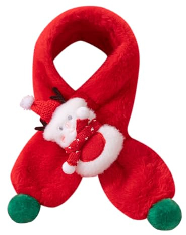 CutitiUU Bufanda De Navidad Para Niños y Niñas,Bufanda infantil de peluche navideña,Bufanda de Navidad,Bufanda de bebé de dibujos animados,Bufanda cálida con diseño cruzado (Rojo)