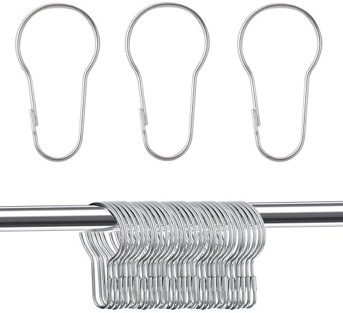30Pcs Shower Curtain Hooks, Stainless Steel Shower Curtain Rings with Opening Design, Simple and Delicate Curtain's Clips, Suitable for Bathroom, Bedroom, and Kitchen Curtain Rods (Silver)