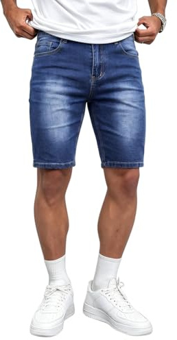ORANDESIGNE Short Homme Slim Stretch Short en Jean Skinny Denim Pantacourt Extensible Shorts avec Poche