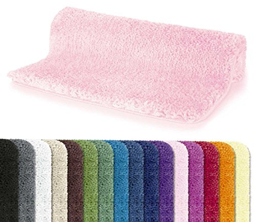 Spirella Badteppich Badematte Duschvorleger Mikrofaser Hochflor | flauschig | rutschhemmend | geeignet für Fußbodenheizung | 55x65 cm | Rosa