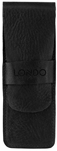 Londo Étui en Cuir Véritable pour Stylos et Crayons avec Fermeture – Trousse à Stylos, Pochette de Fournitures de Bureau et Voyage