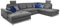 Cavadore Wohnlandschaft Castiel mit Federkern / Großes Schlafsofa in U-Form mit Bettkasten, Sitztiefenverstellung und Kopfstützen / 368 x 114 x 232 / Webstoff, Grau