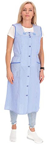 Blouse boutonnée en coton rayé Tablier de cuisine Robe de maison Tablier Ceinture
