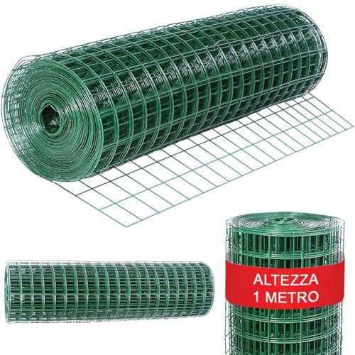 BAKAJI 8054143002706 Malla de Alambre soldada de 100 cm de Altura 25 m de Longitud 50 x 75 mm galvanizado para Vallas y jaulas de Metal para Animales DIY jardinería Verde